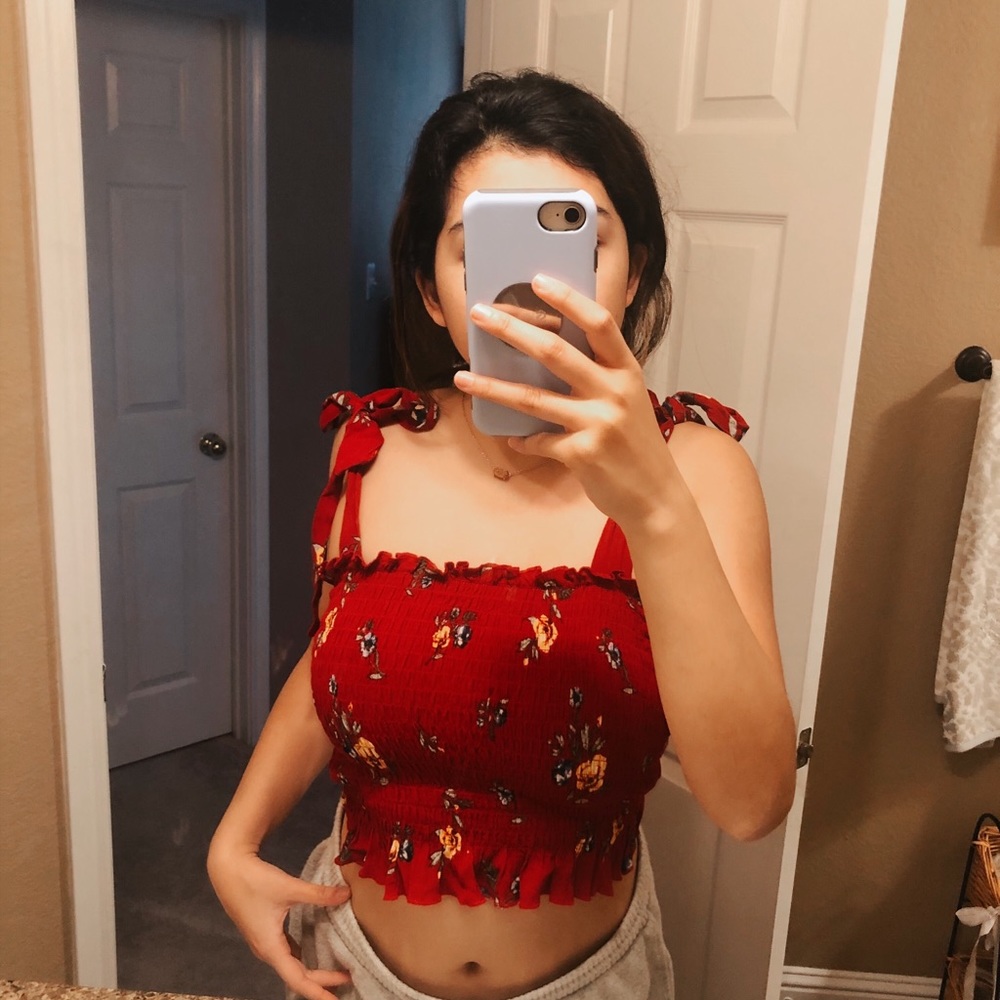 Kendall & Kylie Red Floral Tube Top - Size Large